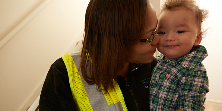female employee with child